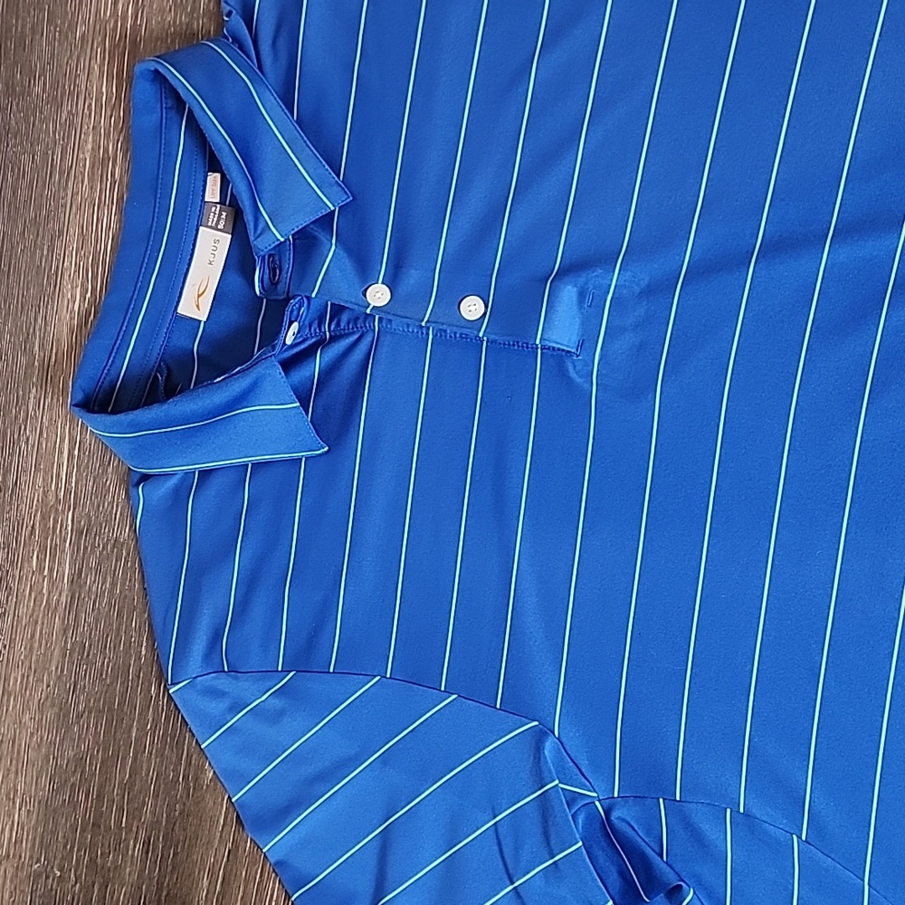KJUS Men's Blue Soren Stripe Polo‎ Shirt Short Sleeve UPF 50+ Size 50 Medium
